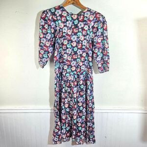 Women's Vintage Joni Blair Cottagecore Floral Multicolor Midi Dress Size 11/Med